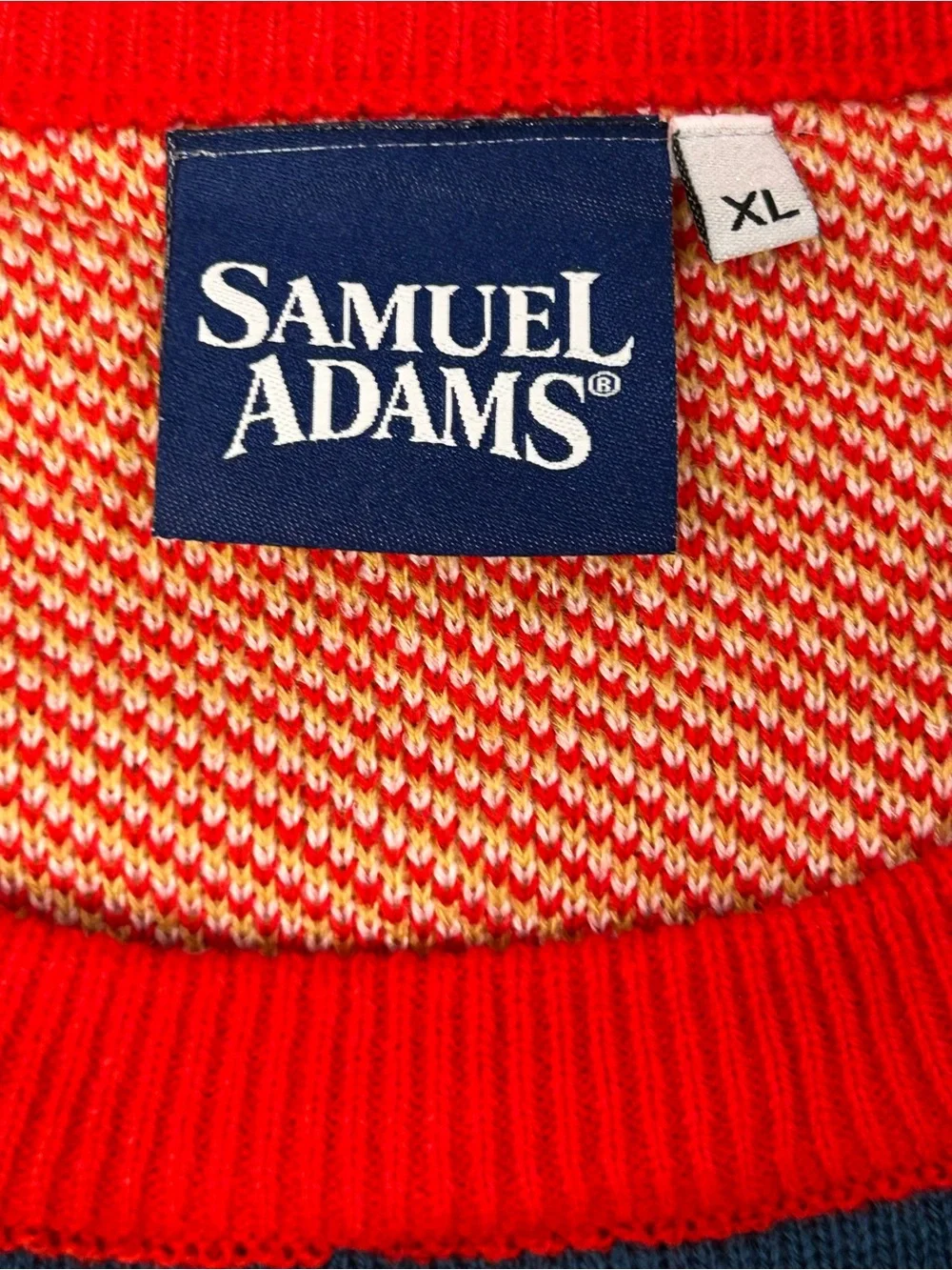 Samuel Adams Beer Men's‎ Patchwork Holiday Christmas Sweater XL Party Colorful